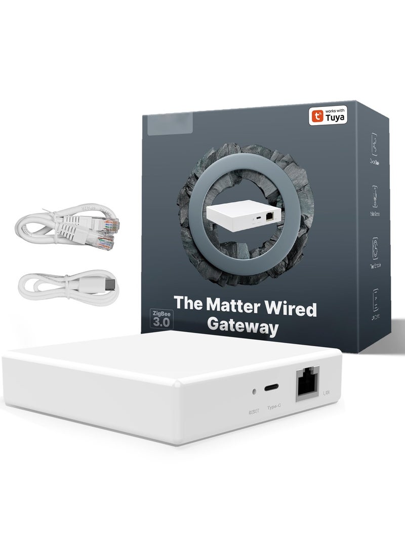 Matter ZigBee Gateway, Smart Home Hub Wired Bridge, Smart Hub Gateway, Multi-protocol Communication Gateway, remote control, Support SmartThings, Homekit and Tuya, Require 2.4GHz WiFi