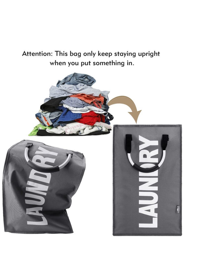 40L Collapsible Laundry Basket Freestanding Tall Clothes Hamper Foldable Hamper Basket Bags Suitable for Bedroom Bathroom Laundry Room (Dark Grey)