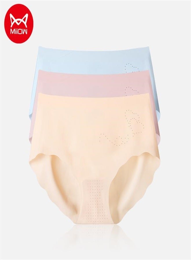 3Pcs Traceless Underwear Women's Summer Thin Ice Silk Pure Cotton Crotch Antibacterial Sports Girls' Triangular Shorts