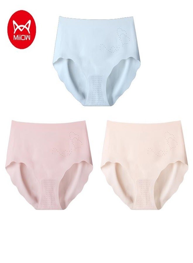 3Pcs Traceless Underwear Women's Summer Thin Ice Silk Pure Cotton Crotch Antibacterial Sports Girls' Triangular Shorts