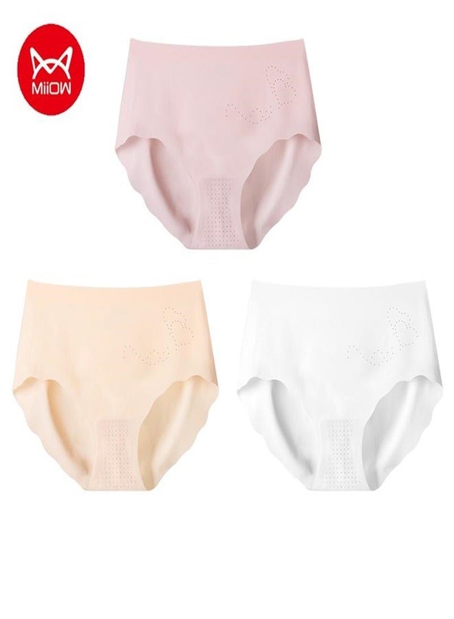 3Pcs Traceless Underwear Women's Summer Thin Ice Silk Pure Cotton Crotch Antibacterial Sports Girls' Triangular Shorts