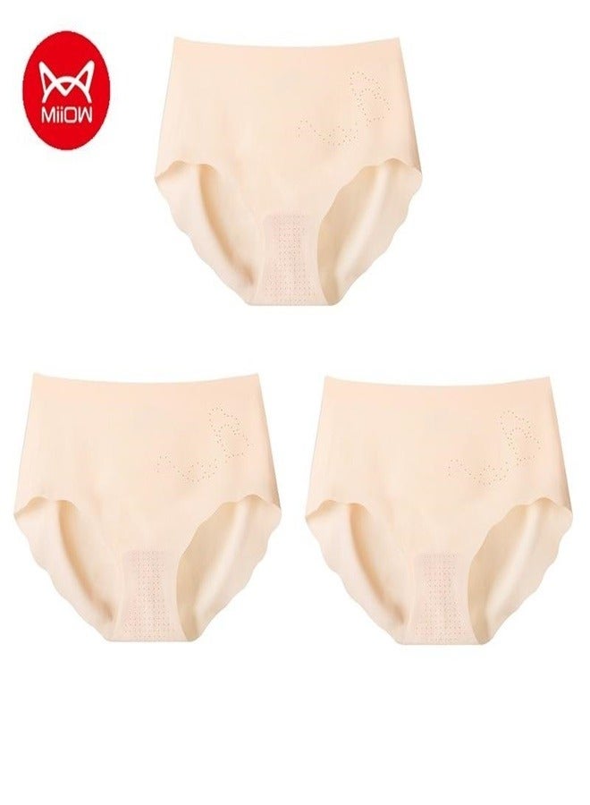 3Pcs Traceless Underwear Women's Summer Thin Ice Silk Pure Cotton Crotch Antibacterial Sports Girls' Triangular Shorts