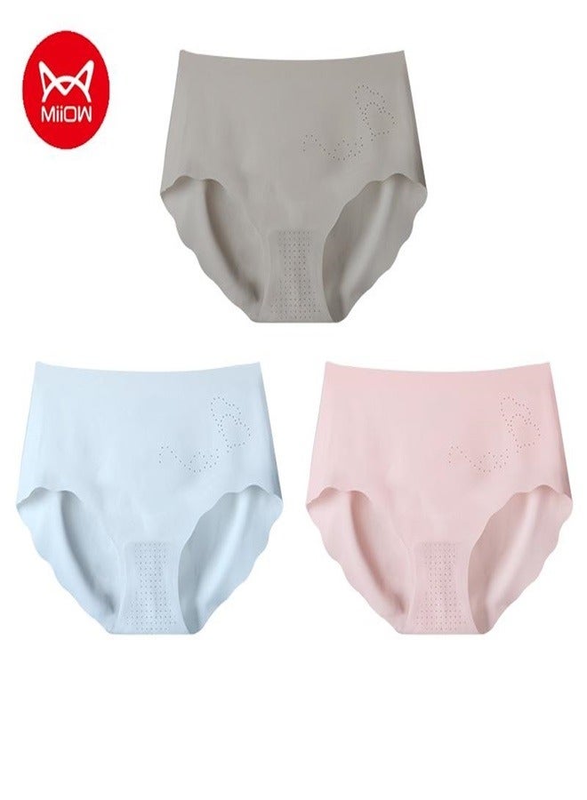 3Pcs Traceless Underwear Women's Summer Thin Ice Silk Pure Cotton Crotch Antibacterial Sports Girls' Triangular Shorts