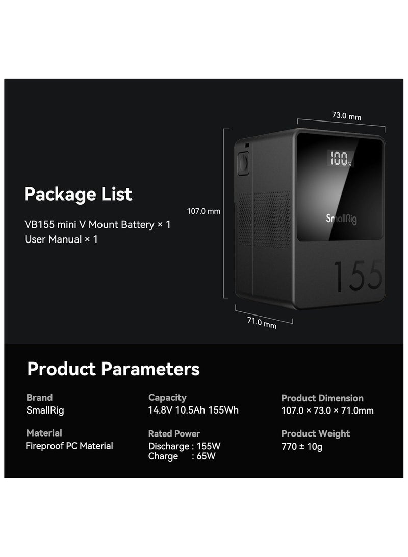 SmallRig VB155 Mini V-Mount Battery (155Wh)