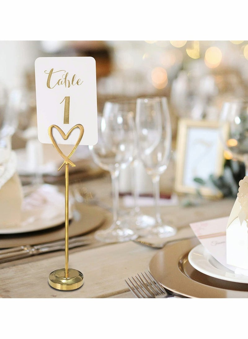 5  Pieces  Mini Place Card Holders Heart Shape Clip Place Cards Holder   Table Card Holder Table Picture Stands Wire Photo Holder Menu Memo Clips Idea for Wedding Anniversary Party (Gold)