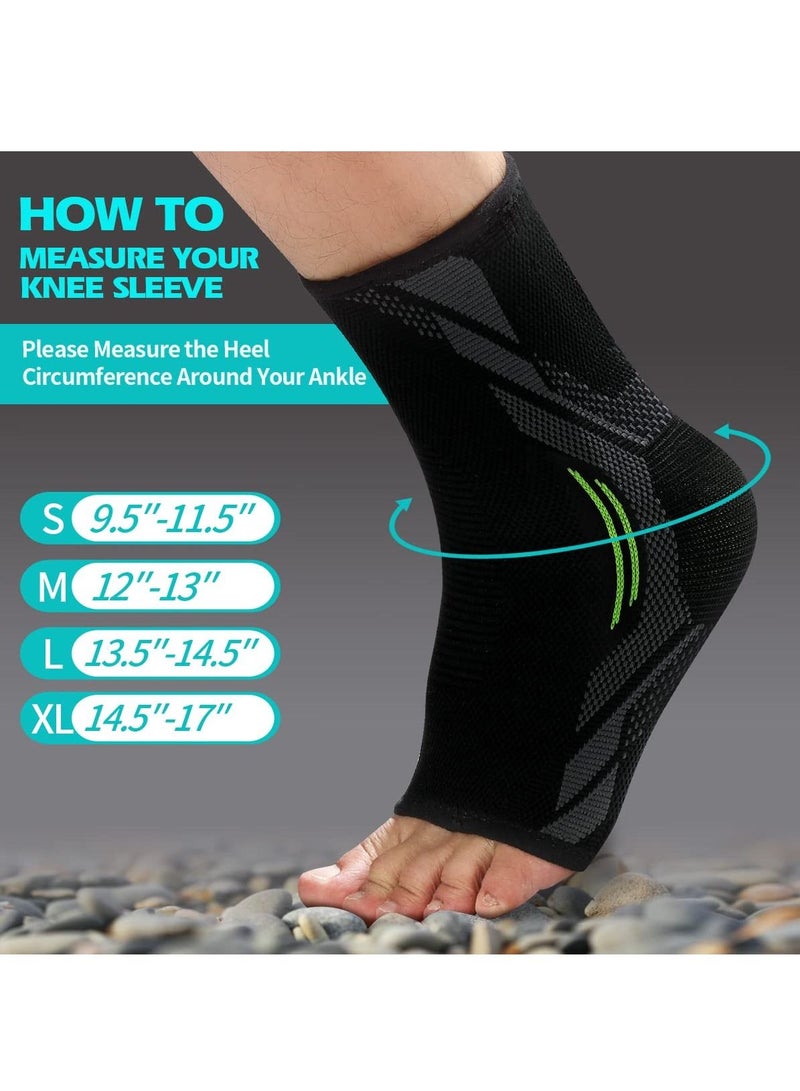 Ankle Brace Compression, 1 Pair Ankle Sleeve for Sprained Ankle, Injury Recovery, Joint Pain, Achilles Tendonitis Support, Plantar Fasciitis Sock Reduce Swelling (S)