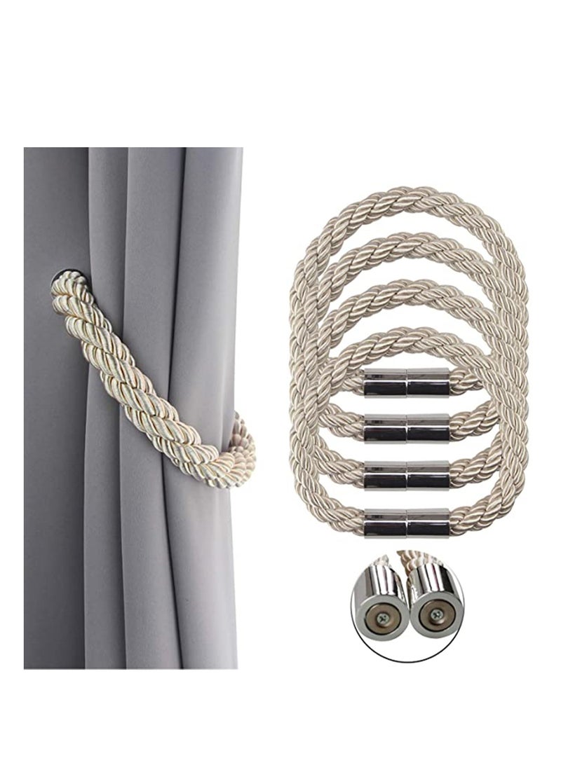 No Tools Required Strong Magnetic Curtain Tiebacks Decorative Rope Holdbacks Convenient Ties Backs for Thin or Thick Window Draperies No Tools Required Decorative Curtain Holdbacks