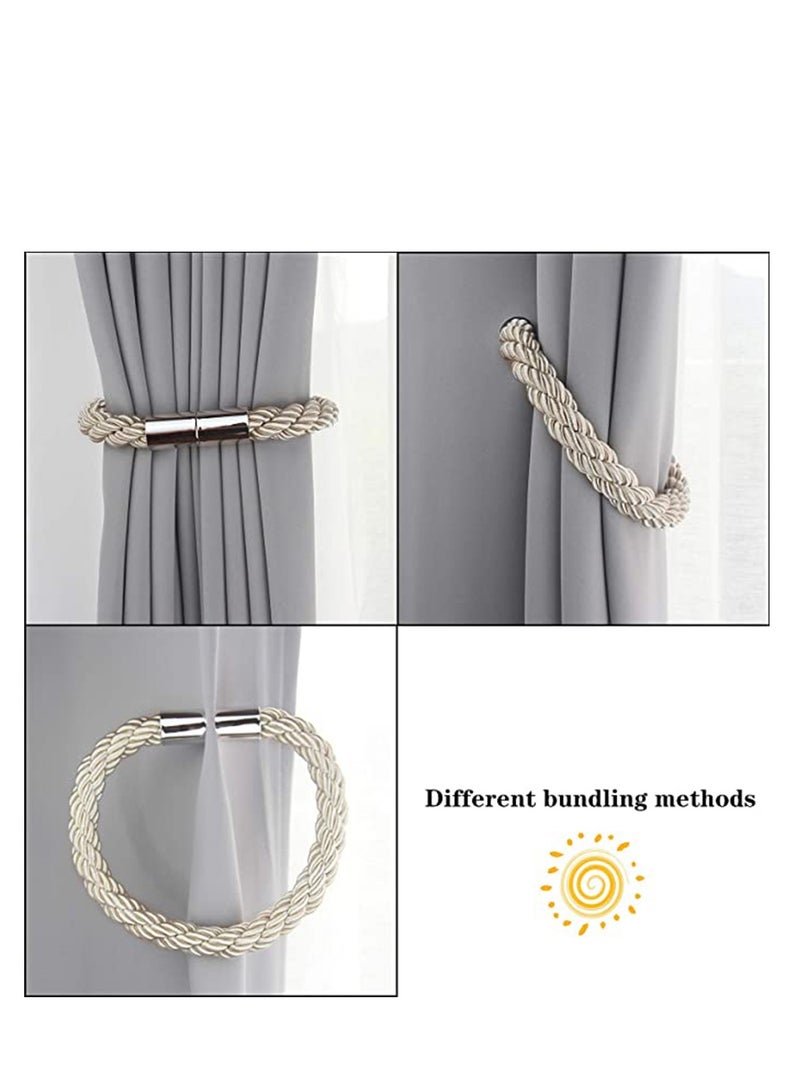 No Tools Required Strong Magnetic Curtain Tiebacks Decorative Rope Holdbacks Convenient Ties Backs for Thin or Thick Window Draperies No Tools Required Decorative Curtain Holdbacks