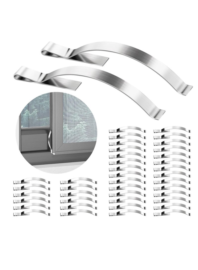 Corner Mount Flat Window Spring, 60 Pcs Corner Mount Flat Window Spring Stainless Steel Window Screen Clips, Holds Window Screens Into Sliding Aluminum Channels