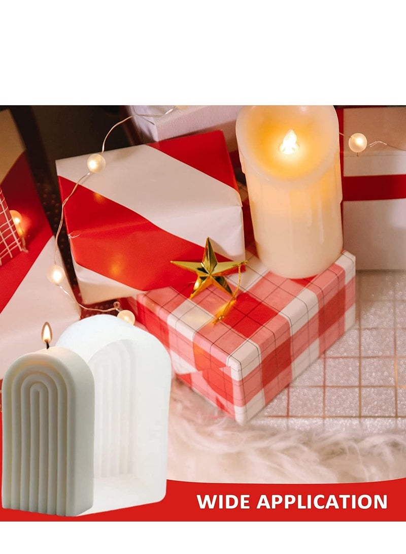 Candle Silicone Mold Mold Geometric for Soap Tray Handmade Candle Lotion Bar Bath Bomb Cake Home Decoration(4 Ring Long Single-Sided)