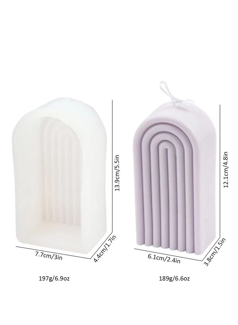 Candle Silicone Mold Mold Geometric for Soap Tray Handmade Candle Lotion Bar Bath Bomb Cake Home Decoration(4 Ring Long Single-Sided)