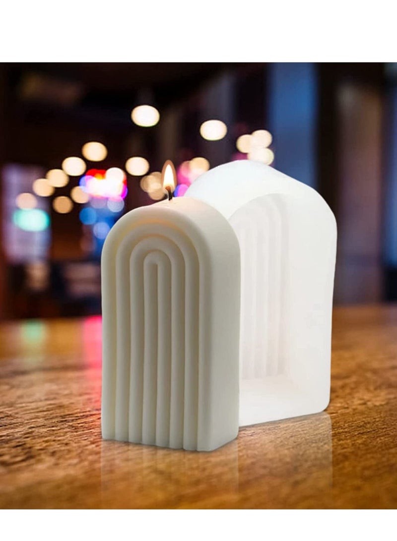 Candle Silicone Mold Mold Geometric for Soap Tray Handmade Candle Lotion Bar Bath Bomb Cake Home Decoration(4 Ring Long Single-Sided)