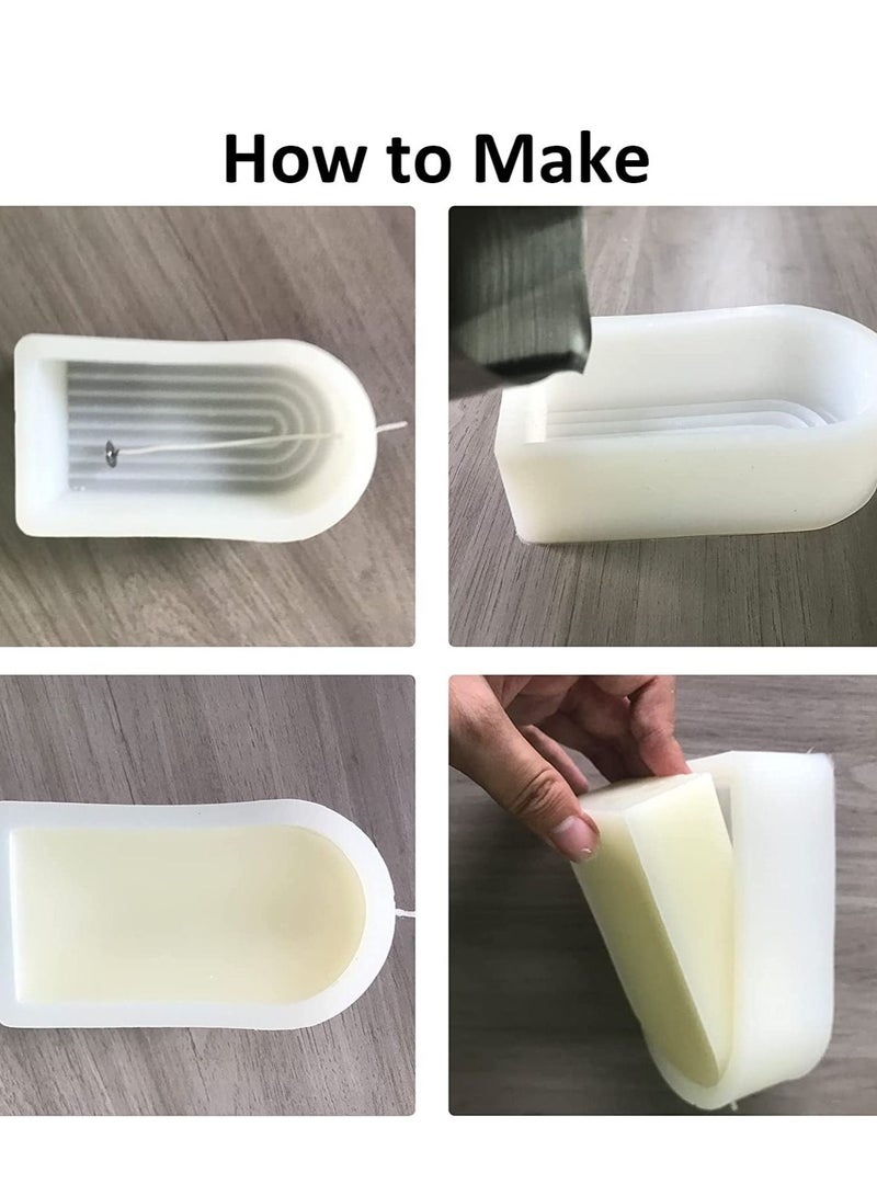 Candle Silicone Mold Mold Geometric for Soap Tray Handmade Candle Lotion Bar Bath Bomb Cake Home Decoration(4 Ring Long Single-Sided)