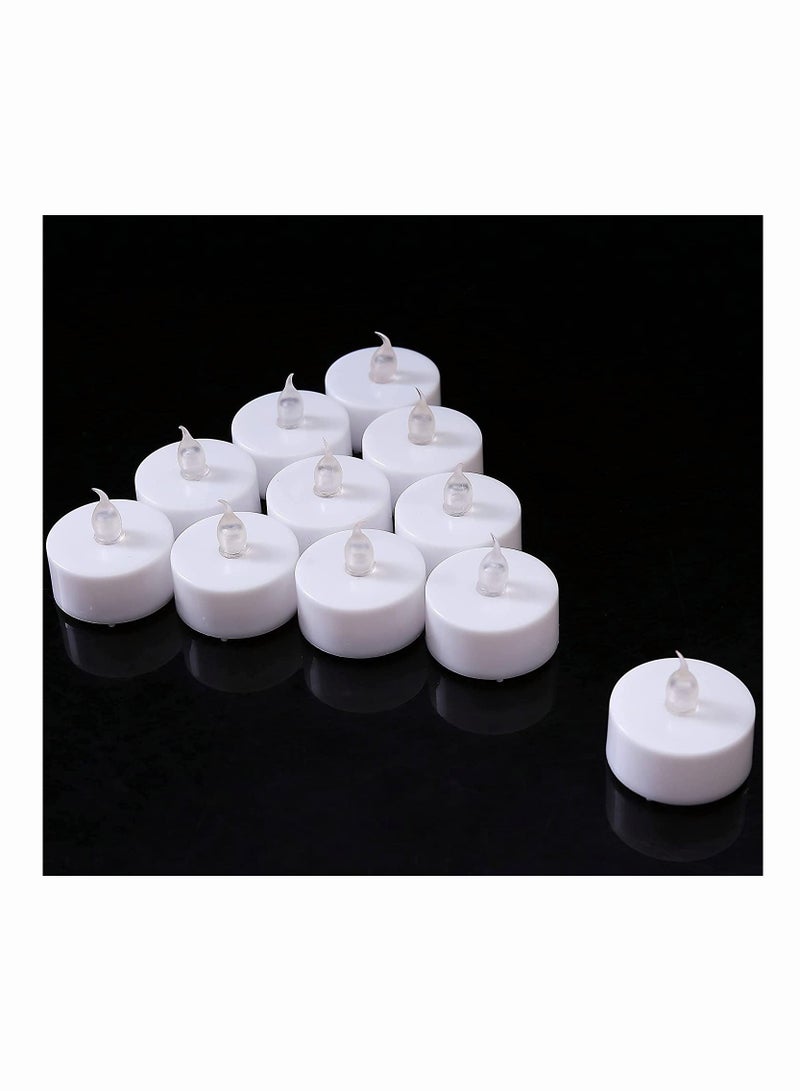 Flameless Candle Lanterns SYOSI 12 Pcs Realistic and Bright Flickering Battery Operated LED Tea Lights Electric Fake Candle in Warm Yellow