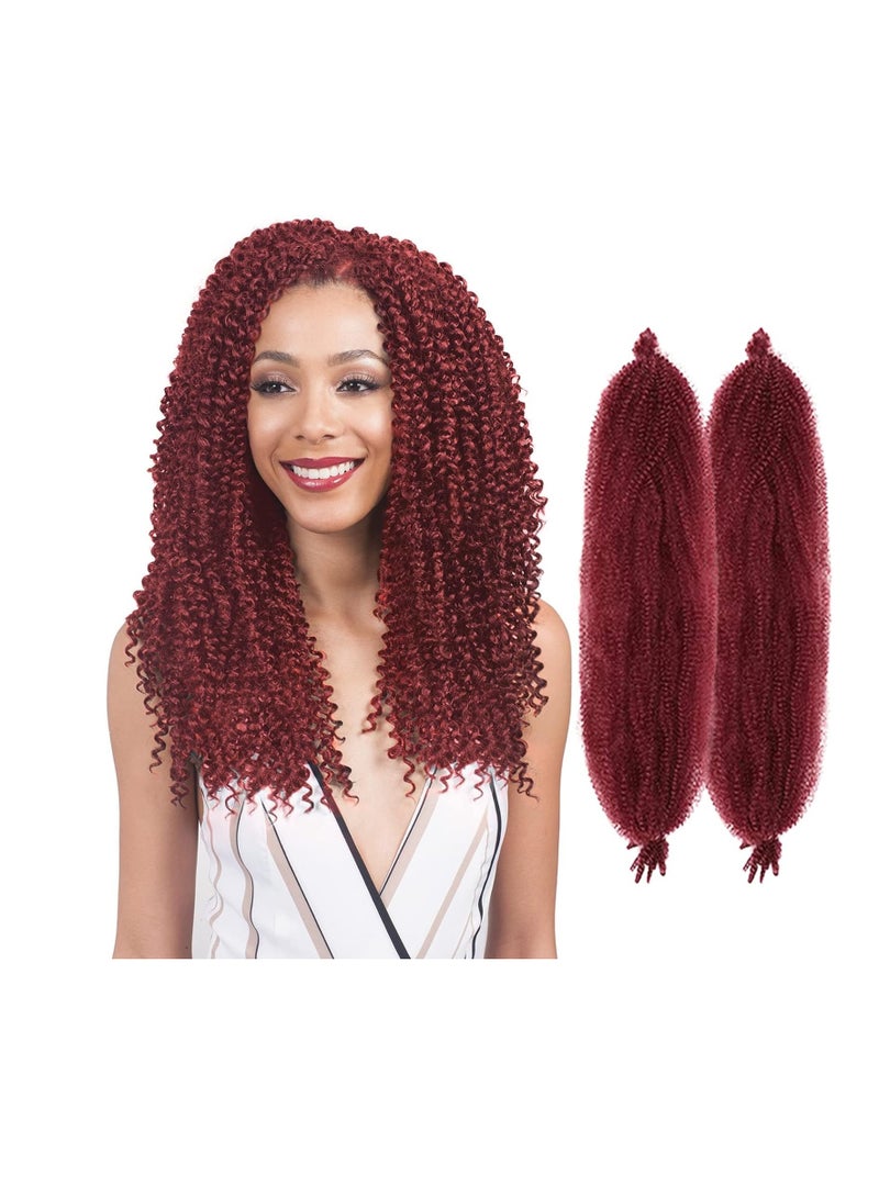 24 Inch Springy Afro Twist Hair Natural Synthetic Hair Pre Separated Marley Twist Braiding Hair Synthetic Wrapping Hair For Soft Suitable for Women 2 Pieces Red