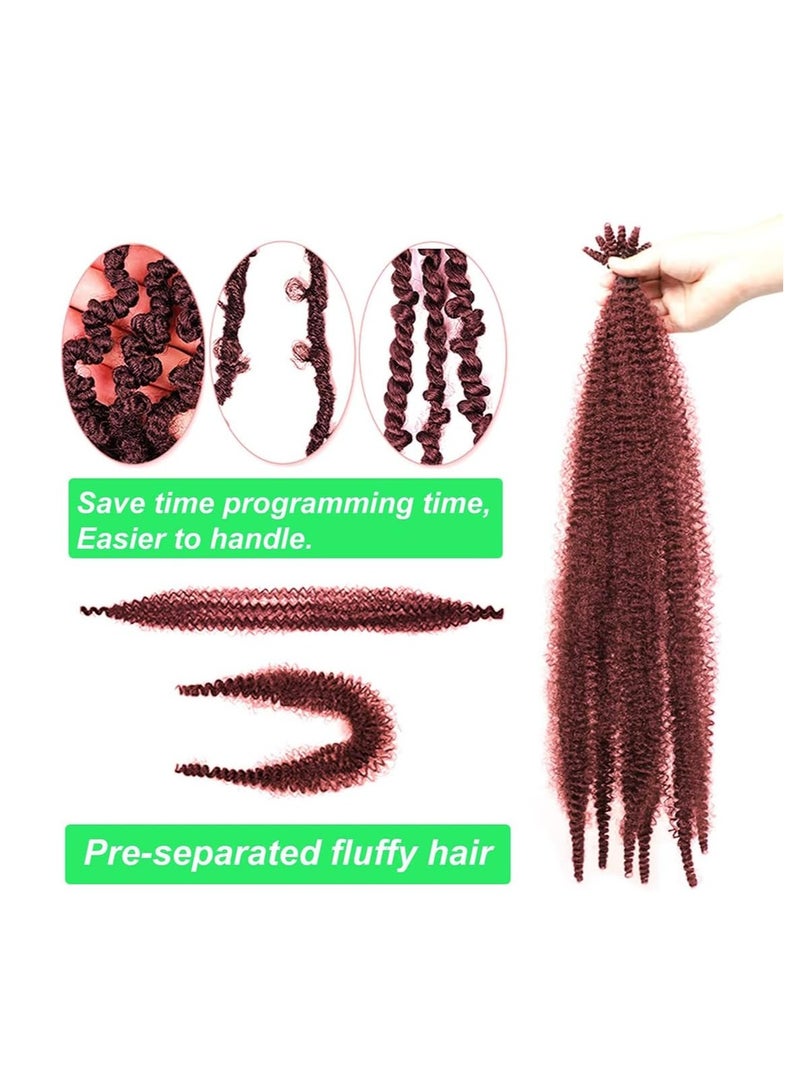 24 Inch Springy Afro Twist Hair Natural Synthetic Hair Pre Separated Marley Twist Braiding Hair Synthetic Wrapping Hair For Soft Suitable for Women 2 Pieces Red