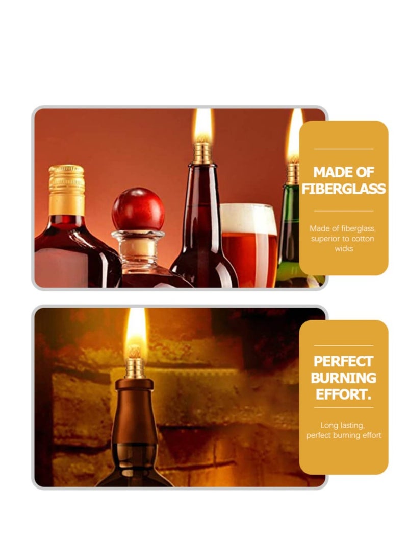 6 Pieces Bottle Lamp Wick Kerosene Wick for Ceramic Holders Torch Bottle Oil Candle Lamp Replacement Wick Fiberglass Wicks with Brass Holders (13.8 Inch Bottle not Included)