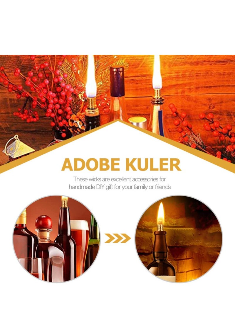 6 Pieces Bottle Lamp Wick Kerosene Wick for Ceramic Holders Torch Bottle Oil Candle Lamp Replacement Wick Fiberglass Wicks with Brass Holders (13.8 Inch Bottle not Included)