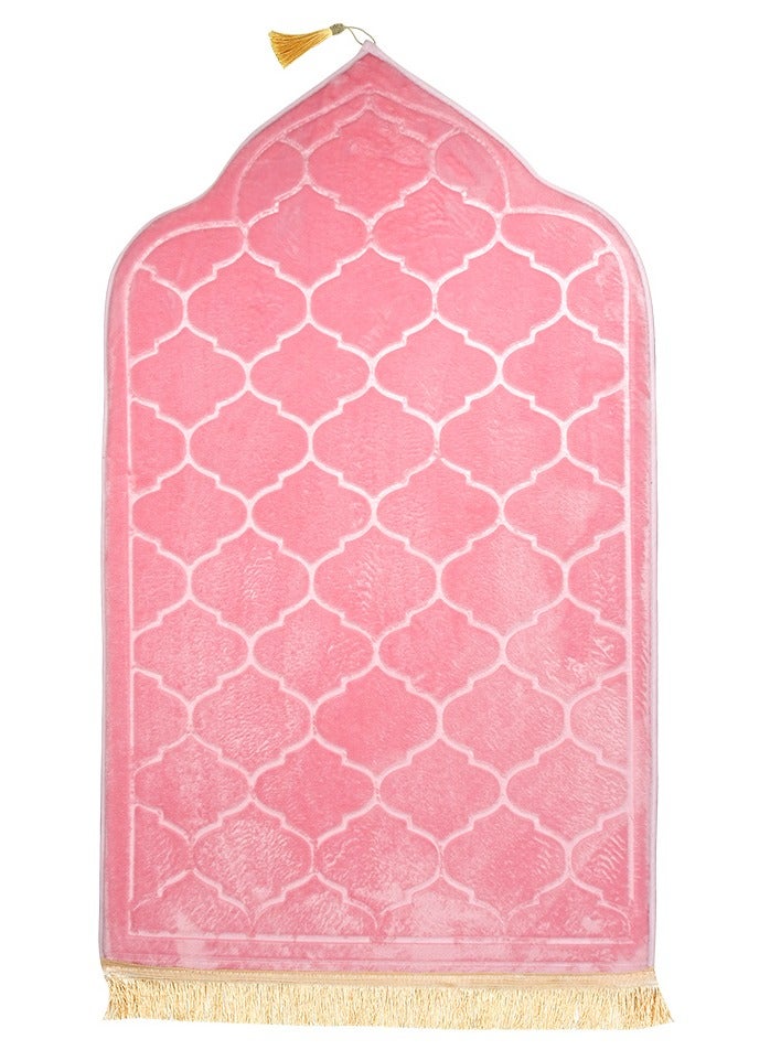 Pack of 2 Prayer Mats 70x110cm Anti-Slip Velvet Top Islamic Prayer Rugs for Gifting New Dome Design Thick Padded Sajadah Prayer Mat for Couples Men Women Eid Gift Ramadan Prayer Mat Grey/Pink