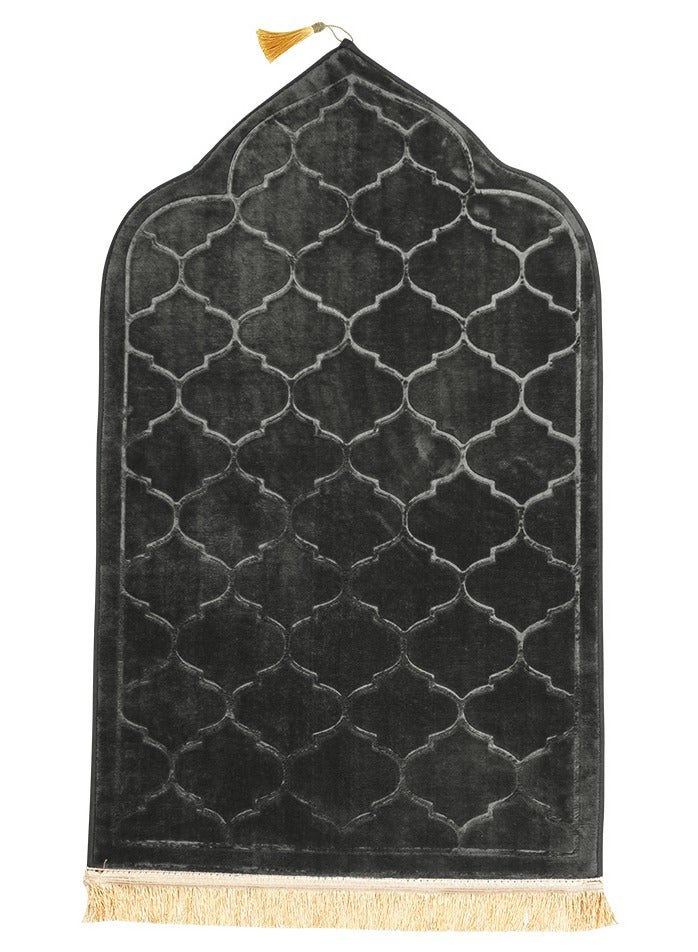 Pack of 2 Prayer Mats 70x110cm Anti-Slip Velvet Top Islamic Prayer Rugs for Gifting New Dome Design Thick Padded Sajadah Prayer Mat for Couples Men Women Eid Gift Ramadan Prayer Mat Grey/Pink