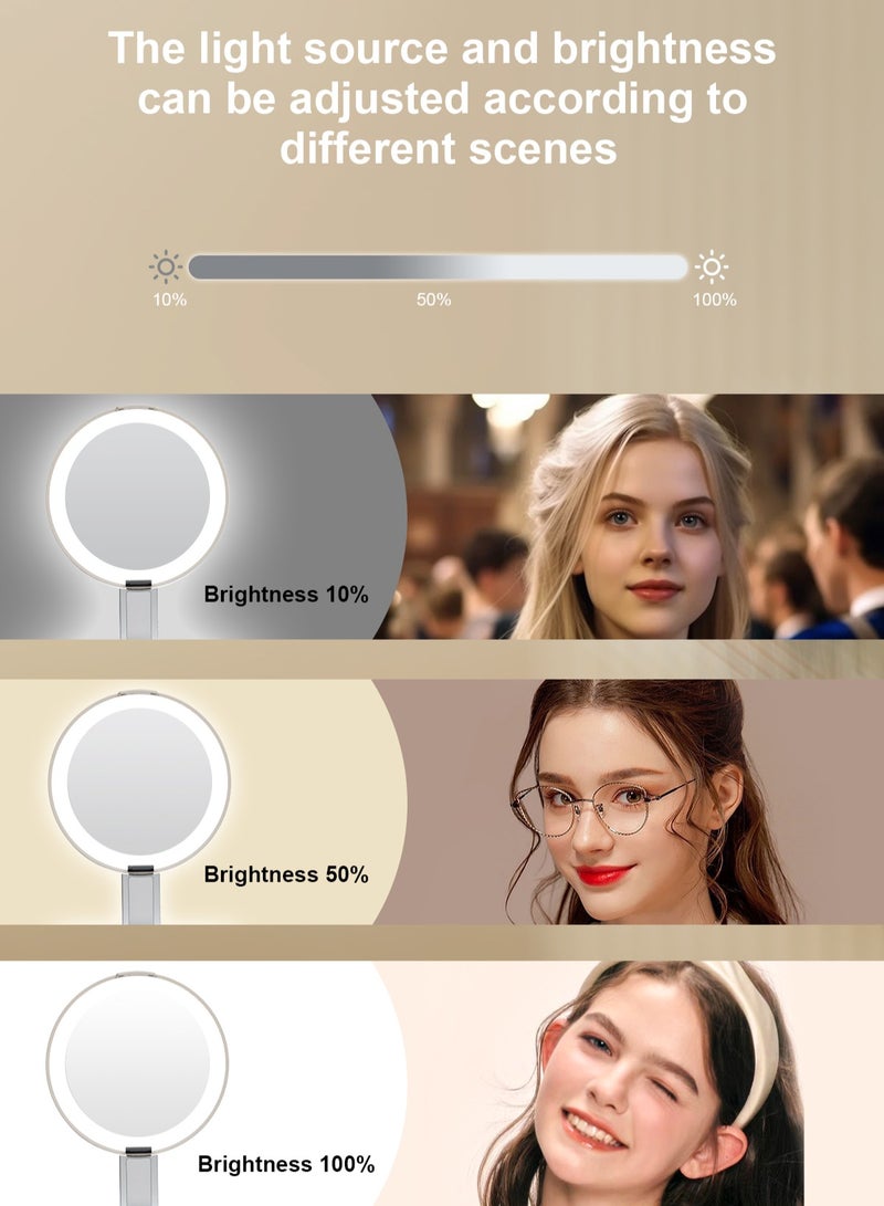 Magnetic Fill Light Mirror with 3 Scene Lighting Modes, Adjustable Magnetic Bracket, 180° Multi-Angle, Type-C Charging, Portable Makeup Mirror with Phone Stand & Powerful Fill Light for Photography, Video & Travel