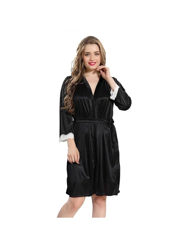 Women's Satin Printed Knee Length Nighty