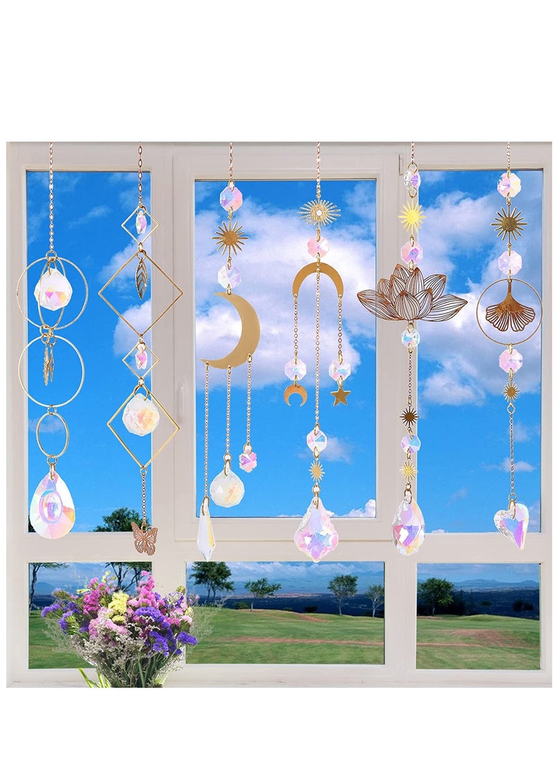 6 Piece Colorful Crystal Sun Catchers for Home Garden Wedding Patio Decoration Prisms Create Rainbows Indoor Outdoor