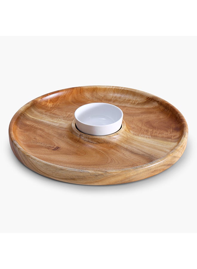 Albero Round Platter with Ceramic Bowl 30x5.5x30 cm