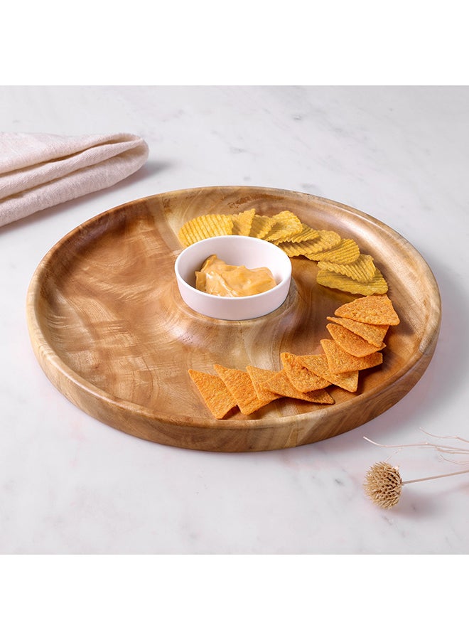 Albero Round Platter with Ceramic Bowl 30x5.5x30 cm