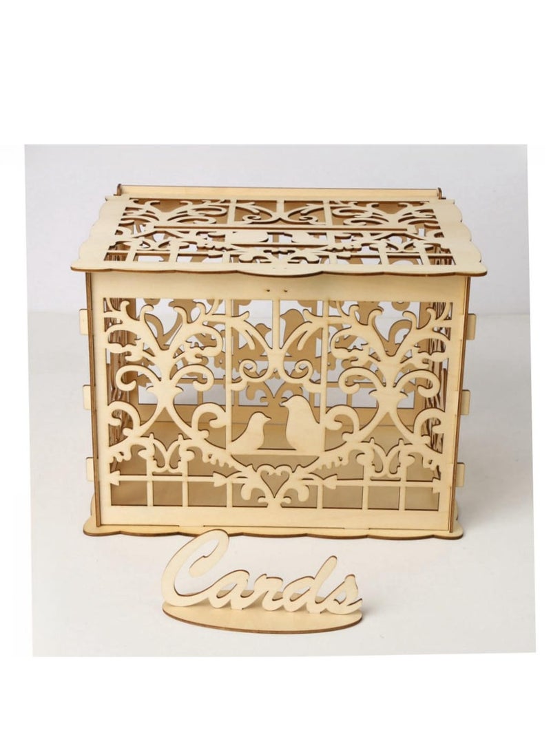 Wedding Wooden Card Box  Wedding Card Box with Lock and Card Sign Wooden Gift Card Box for Reception Wedding Anniversary Baby Shower Birthday Graduation Party Decorations