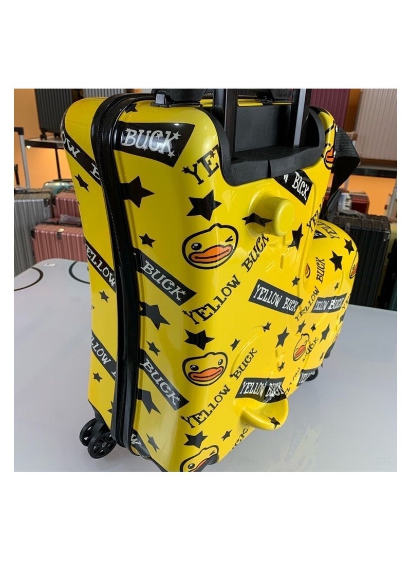 Children Trolley Case, Kid Riding Luggage ABS Material 360 Degree Silent Travel Suitcase