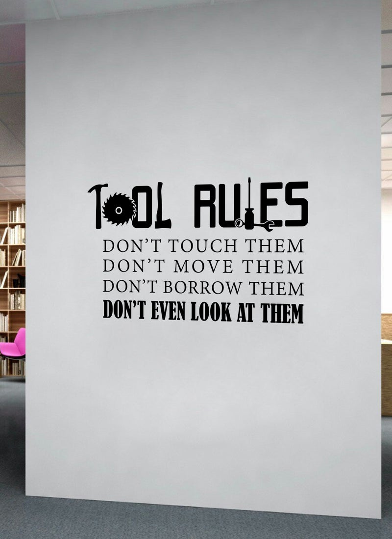 Tool Rules Home Garage Quote Wall Decal - Wall Arts Home Décor - Wall Sticker, 90x50 cm by Spoil Your Wall