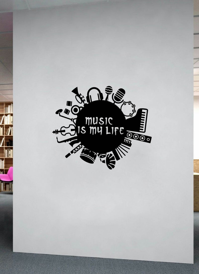 Music Is My Life Quote Wall Decal - Wall Arts Home Decor - Wall Sticker, 70x60 cm by Spoil Your Wall