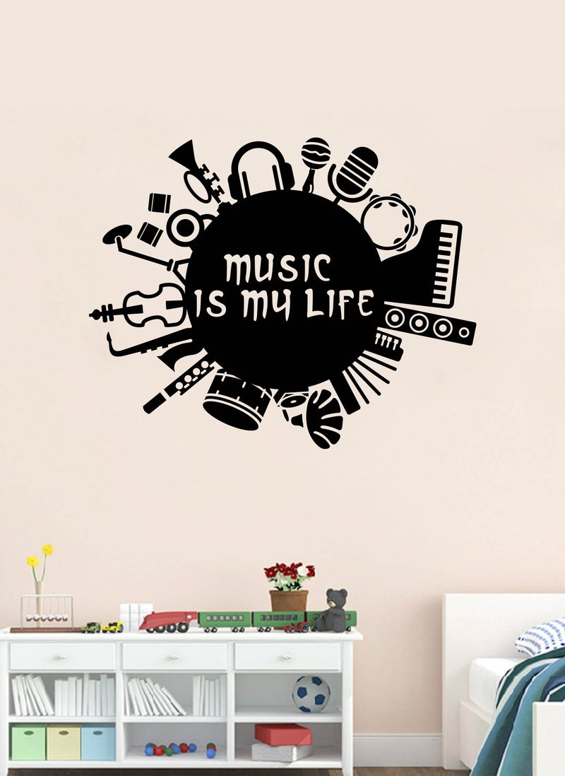 Music Is My Life Quote Wall Decal - Wall Arts Home Decor - Wall Sticker, 70x60 cm by Spoil Your Wall