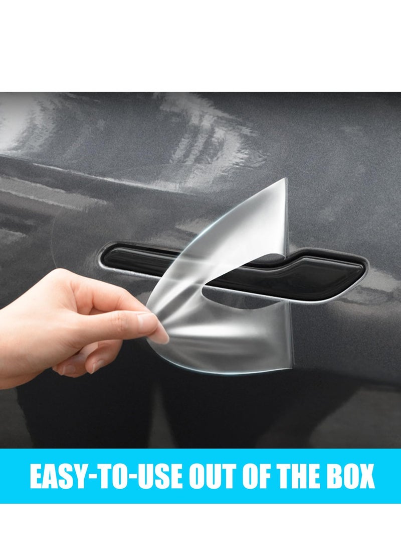 Auto Door Handle Protective Film Car Door Handle Scratch Protection Cover Guard Film Stickers Waterproof TPU Vehicle Handle Stickers Compatible with Tesla Model Y Model 3