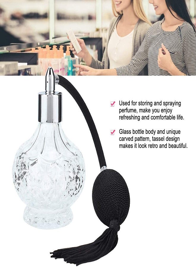 80ml Perfume Spray Bottles Crystal Round Refillable Perfume Atomizer Spray Bottle Retro Glass Empty Perfume Atomizer for Perfumes Essential Oils Grid Retro Style Glass Balloon Spray Perfume Bottle
