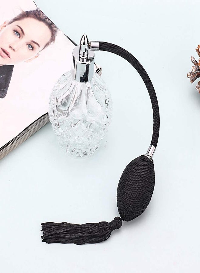 80ml Perfume Spray Bottles Crystal Round Refillable Perfume Atomizer Spray Bottle Retro Glass Empty Perfume Atomizer for Perfumes Essential Oils Grid Retro Style Glass Balloon Spray Perfume Bottle