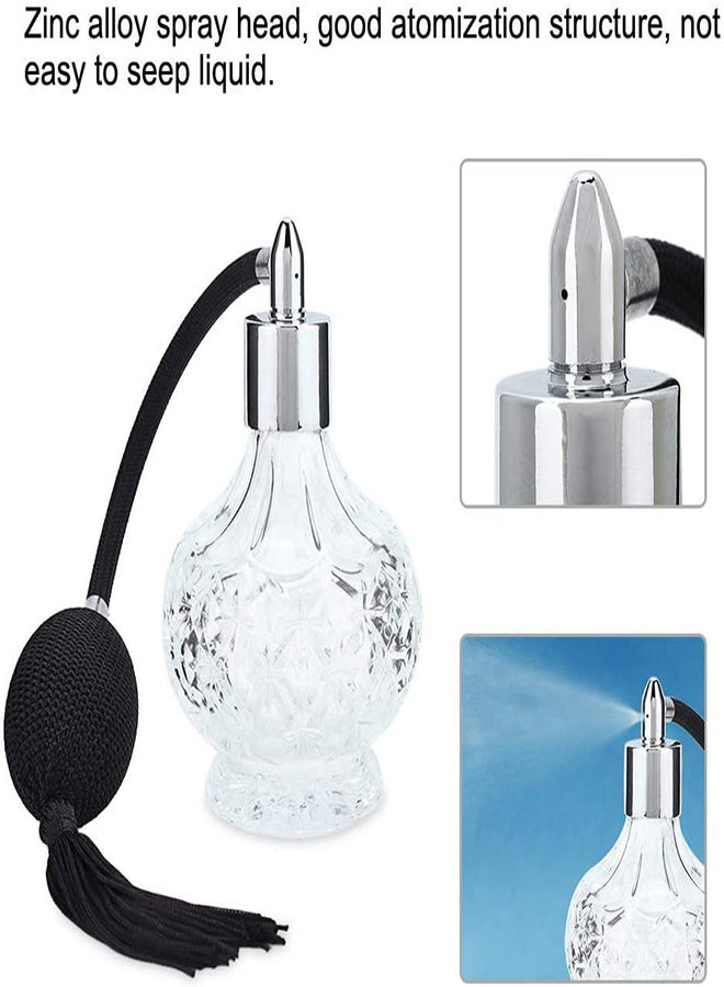 80ml Perfume Spray Bottles Crystal Round Refillable Perfume Atomizer Spray Bottle Retro Glass Empty Perfume Atomizer for Perfumes Essential Oils Grid Retro Style Glass Balloon Spray Perfume Bottle