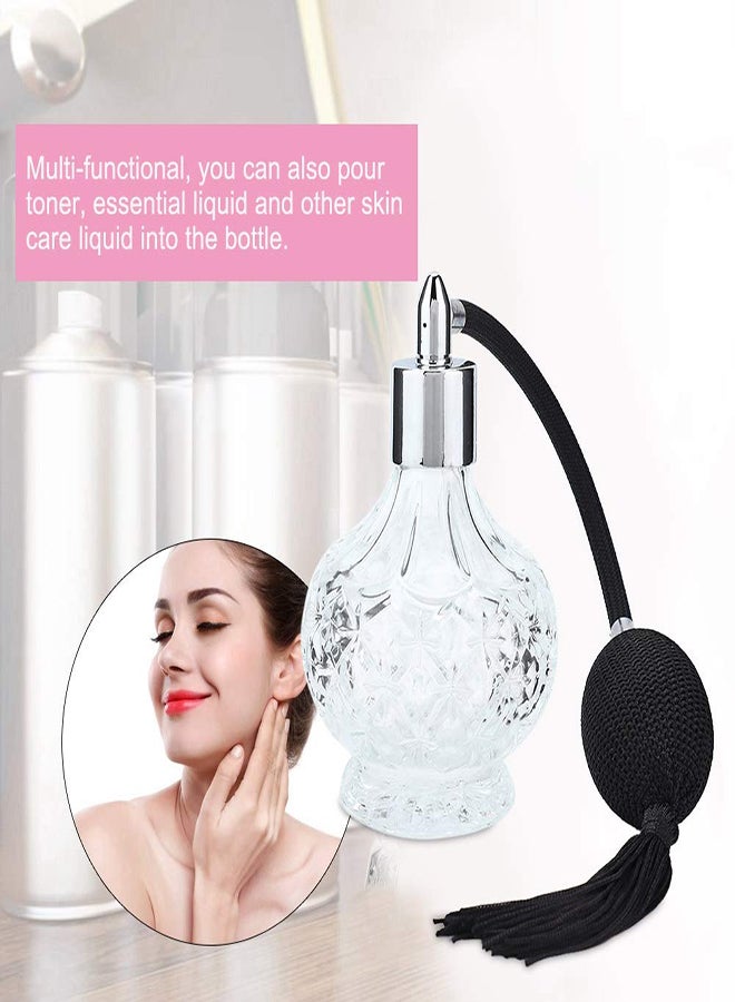 80ml Perfume Spray Bottles Crystal Round Refillable Perfume Atomizer Spray Bottle Retro Glass Empty Perfume Atomizer for Perfumes Essential Oils Grid Retro Style Glass Balloon Spray Perfume Bottle
