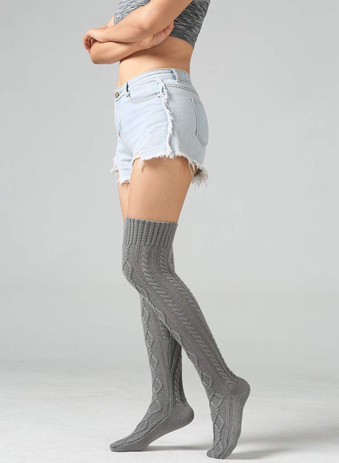 【Premium Material】Our thighhigh socks are made of highquality soft acrylic fibers it is thick soft warm breathable and comfortable These cable knit socks can wear as sleeping socks crochet knit boot socks or winter warm floor socks It