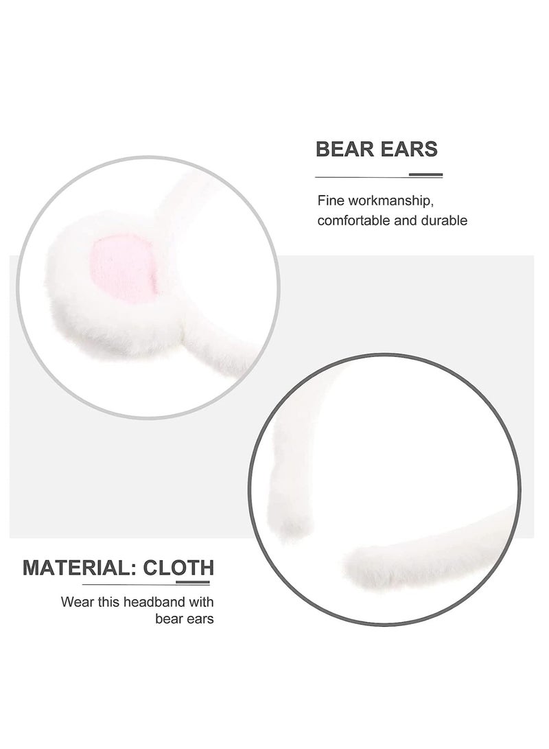 3 Pack Fluffy Bear Ears Headband lovely Animal Ears Hairdband Headwear Fun Shower Makeup Hair Hoop for Girls Womens