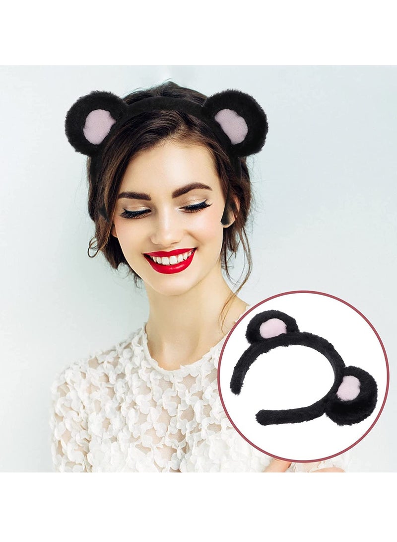 3 Pack Fluffy Bear Ears Headband lovely Animal Ears Hairdband Headwear Fun Shower Makeup Hair Hoop for Girls Womens