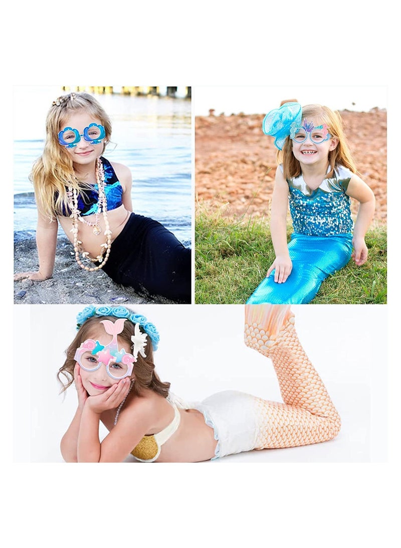 Mermaid Paper Party GlMasks for Kids 24 Pieces Party Eyeglfor Kids Birthday Party Photo Booth Props Ocean Mermaid Paper GlSummer Party Children's Decoration Festival Party Photo Props