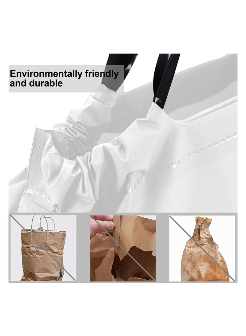 50 Reusable Waterproof Takeout Bags with Handles Thick Plastic Carryout Bags for Restaurants Delivery and To Go Orders