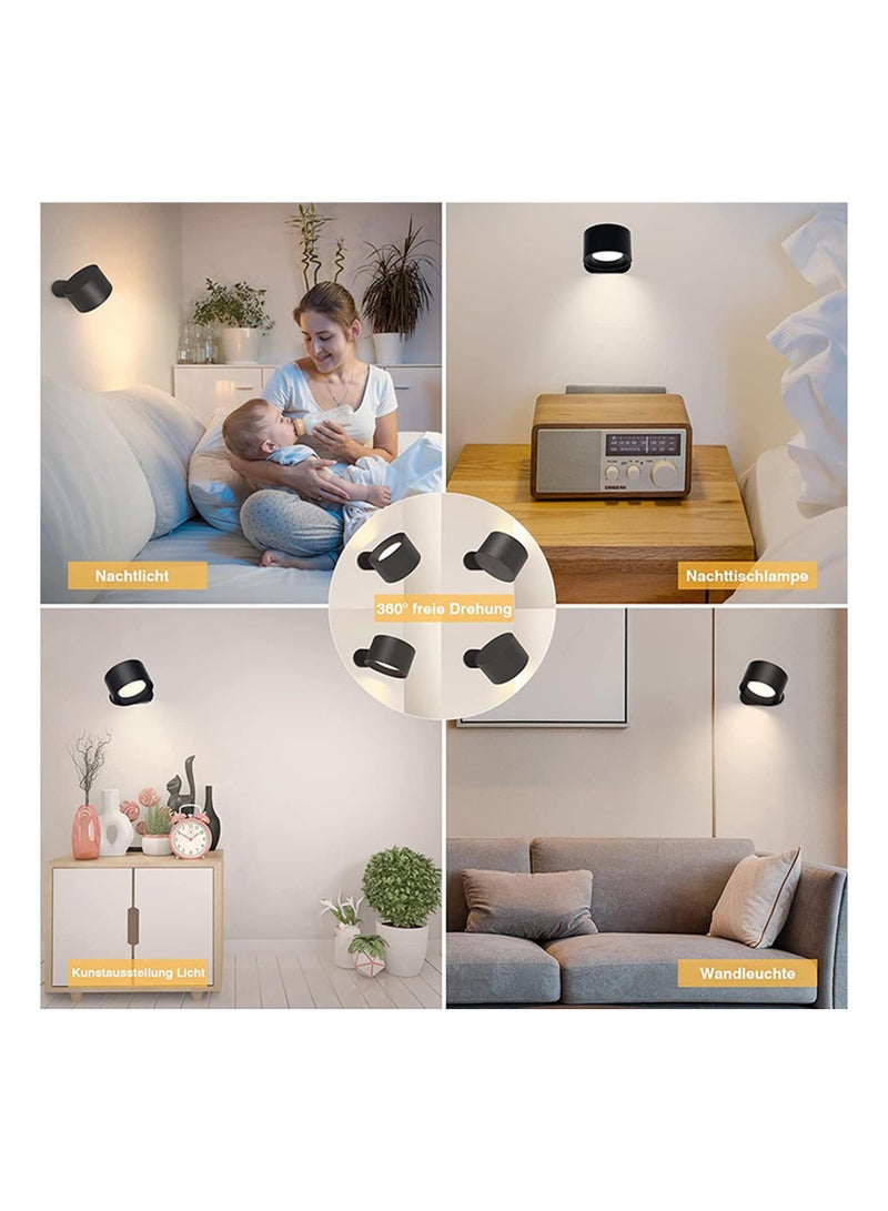 Cordless Wall Light with Remote, LED 2000mAh Battery Operated 3 Color Temperatures Dimmable Magnetic Ball 360°Rotation Cordless Wall Light for Bedroom Bedside