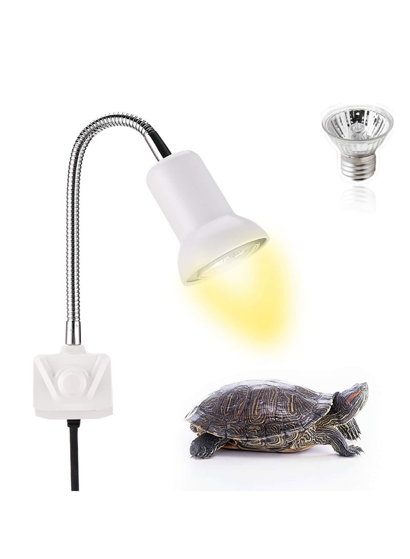 25W Reptile Heat Lamp Basking Spot for Aquarium with Holder UVA UVB Clamp 360° Rotatable Clip and Switch Turtle Lizard Other Reptiles with 1 Bulbs