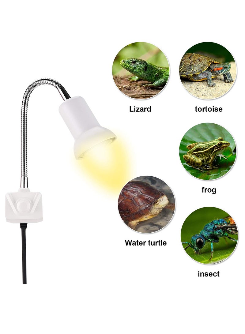 25W Reptile Heat Lamp Basking Spot for Aquarium with Holder UVA UVB Clamp 360° Rotatable Clip and Switch Turtle Lizard Other Reptiles with 1 Bulbs