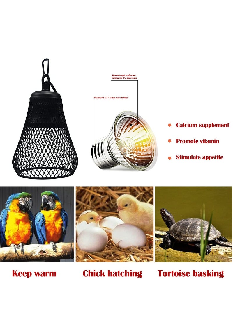 UVA UVB Tortoise Heat Lamp Heat Bulb 50W for Reptiles Turtle Chicks Snakes Temperature Diming Timed Adjustable Terrarium Heat Lamps Holder