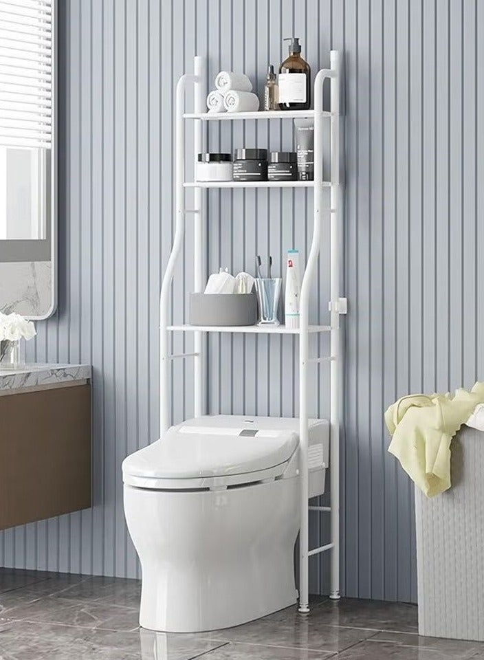 Shelf Towel Storage Rack Organizer Saves Three Layers Of White In Toilet Bathroom Space