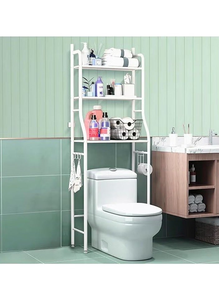 Shelf Towel Storage Rack Organizer Saves Three Layers Of White In Toilet Bathroom Space